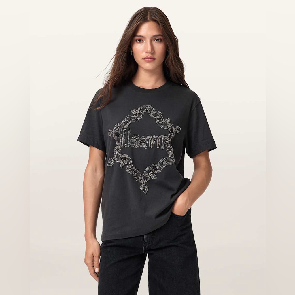 All Saints Drip Embellished Boyfriend T Shirt